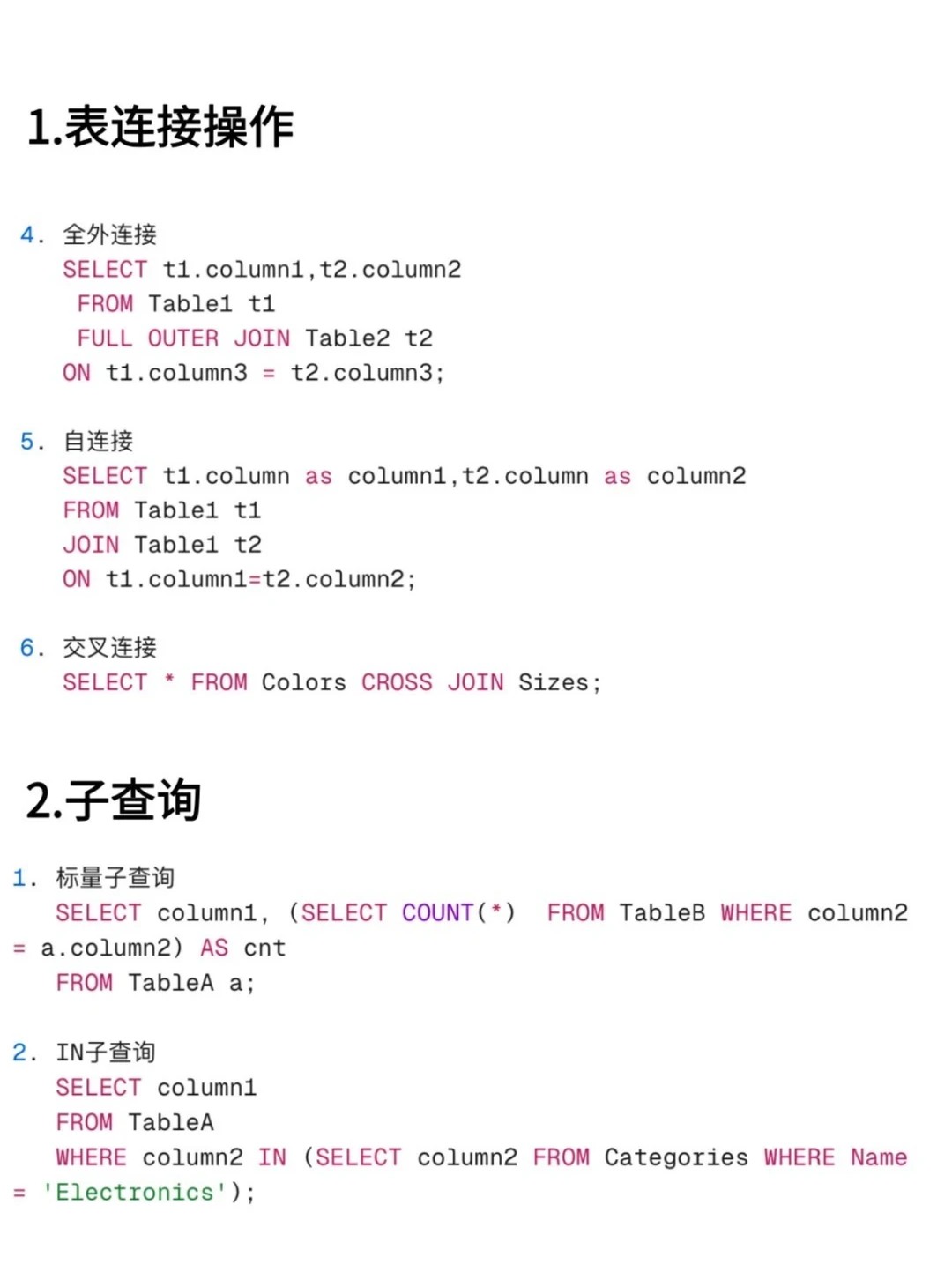 100条常用的SQL语句大全，赶快码住！！