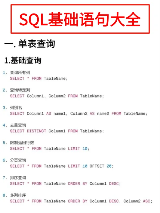 100条常用的SQL语句大全，赶紧收藏起来！！