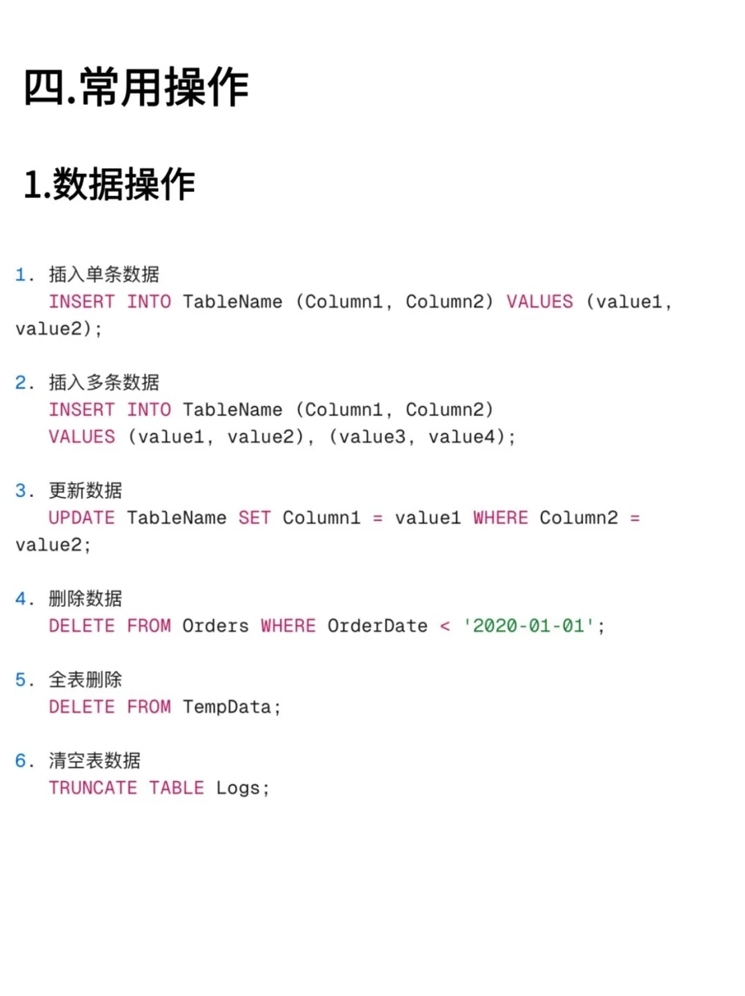 100条常用的SQL语句大全，赶快码住！！