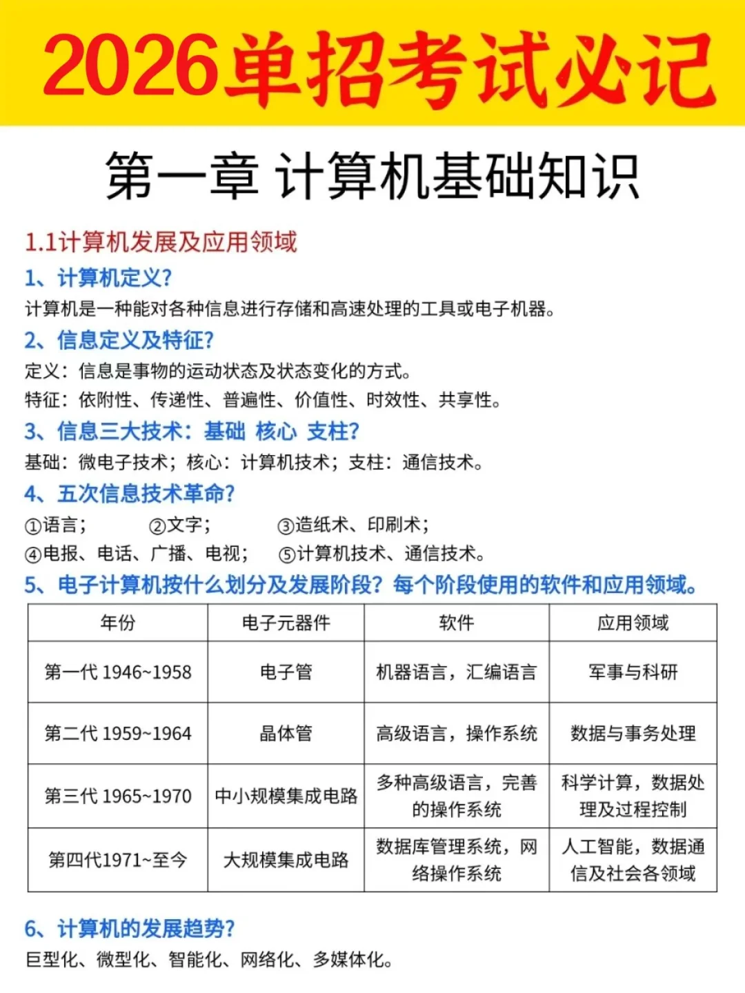 26单招！计算机基础知识一定要会！