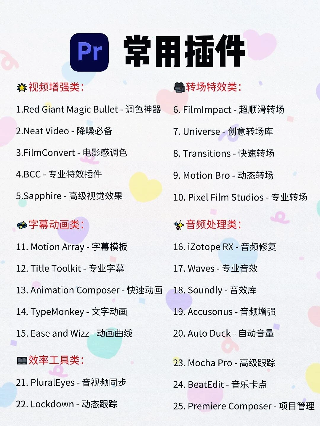 啊啊啊！为什么我学pr的时候没人整理这些啊