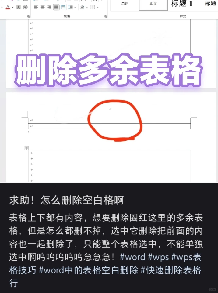 多余表格、空白页怎么删都删不掉?