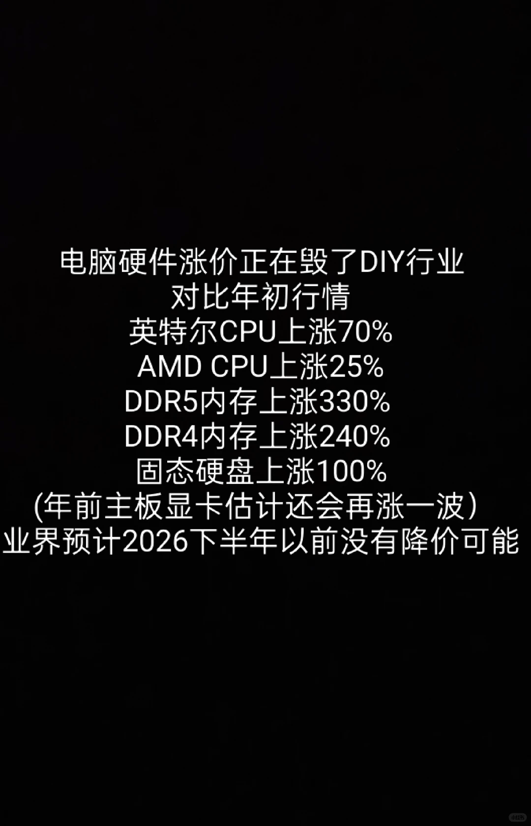 电脑硬件涨价正在毁了DIY行业