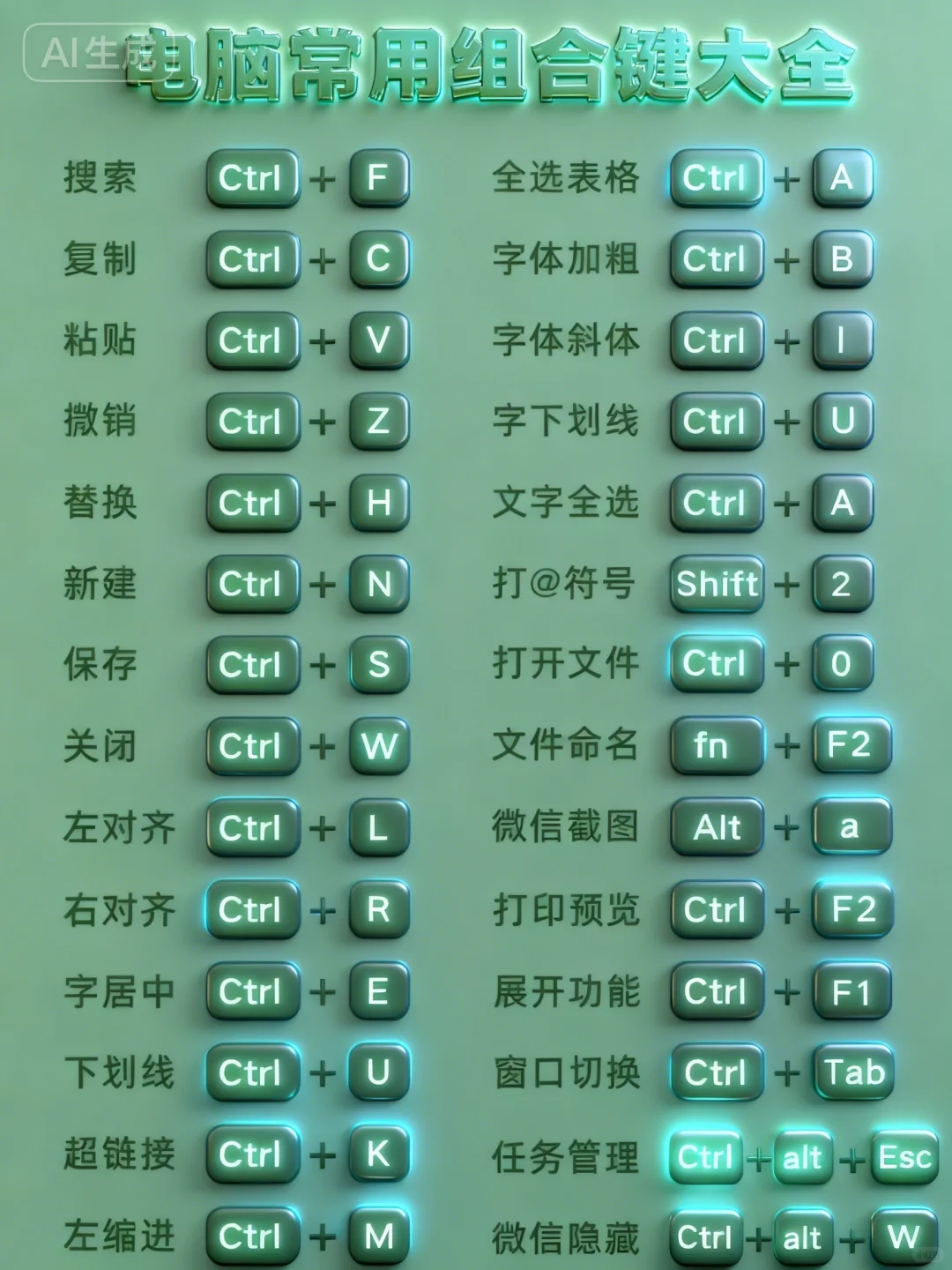 电脑常用组合键大全