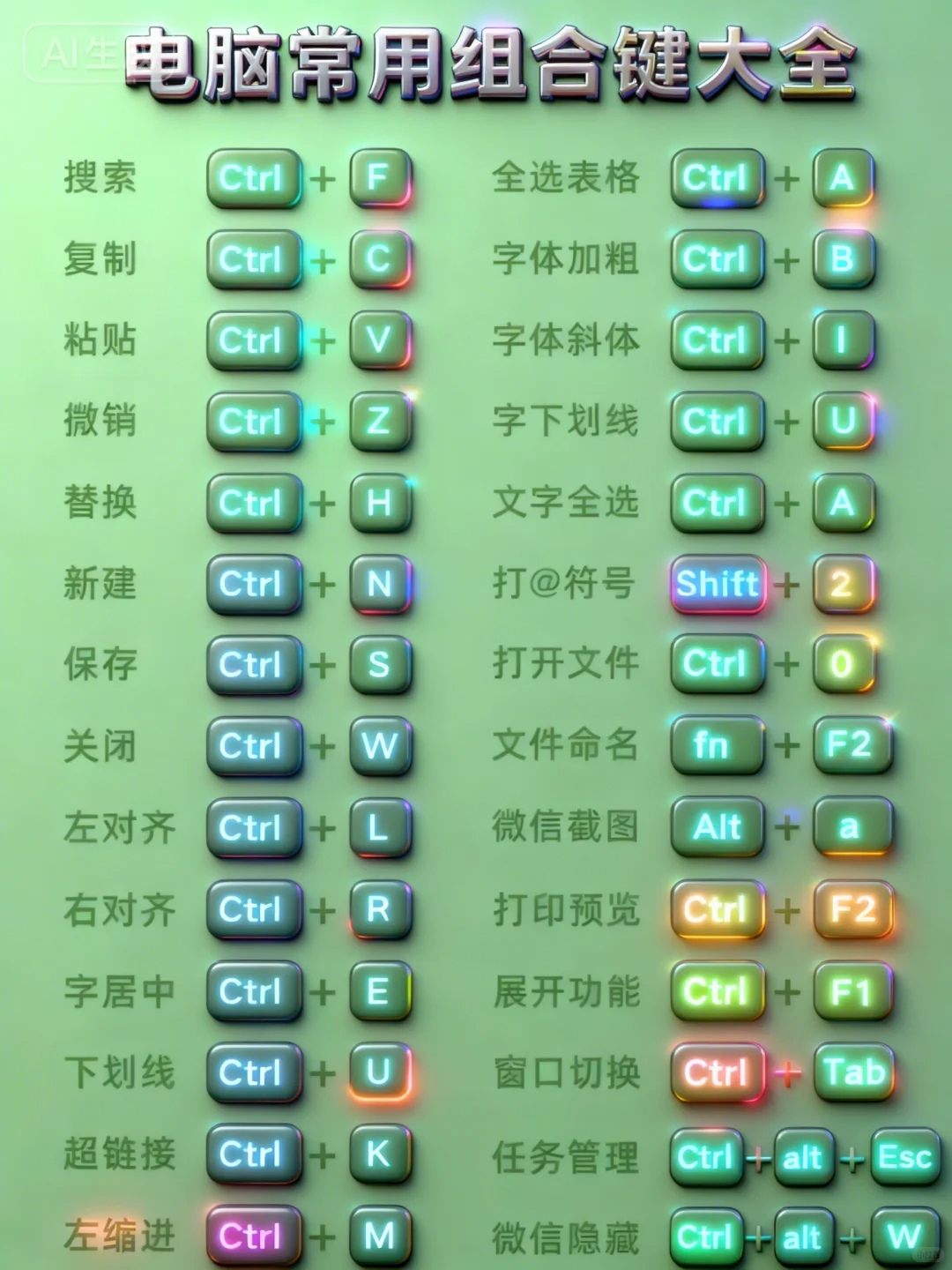 电脑常用组合键大全