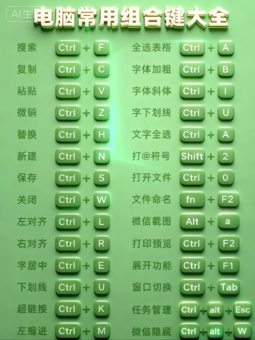 电脑常用组合键大全