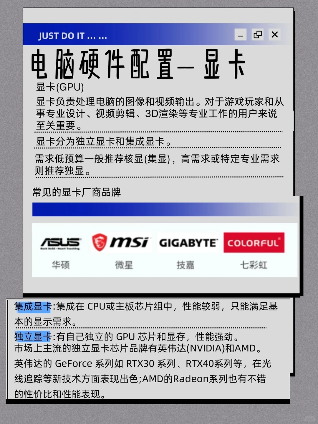 标题： 小白必看！组装电脑配置的8大硬件✅