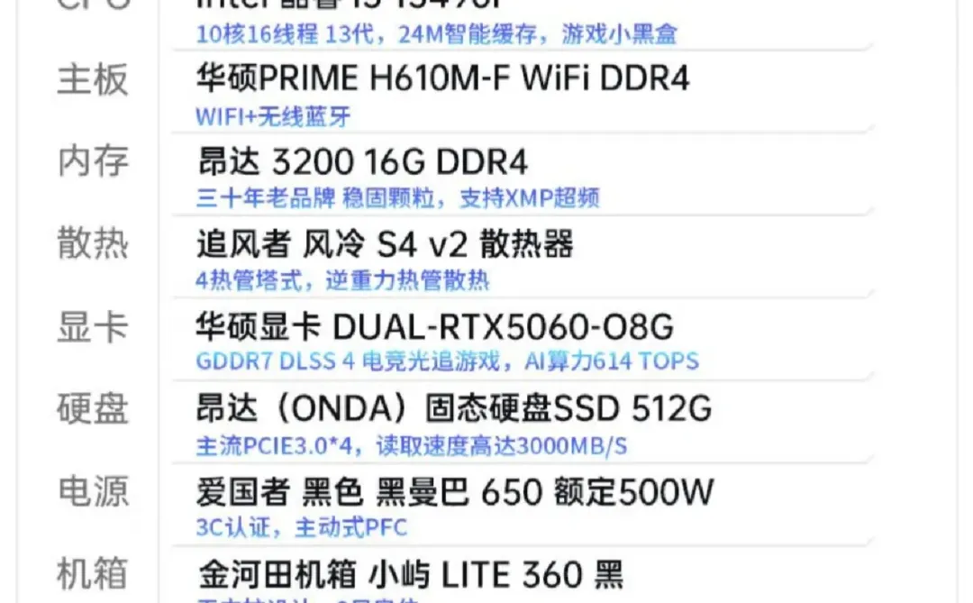 纯小白，网购这套配置亏嘛？