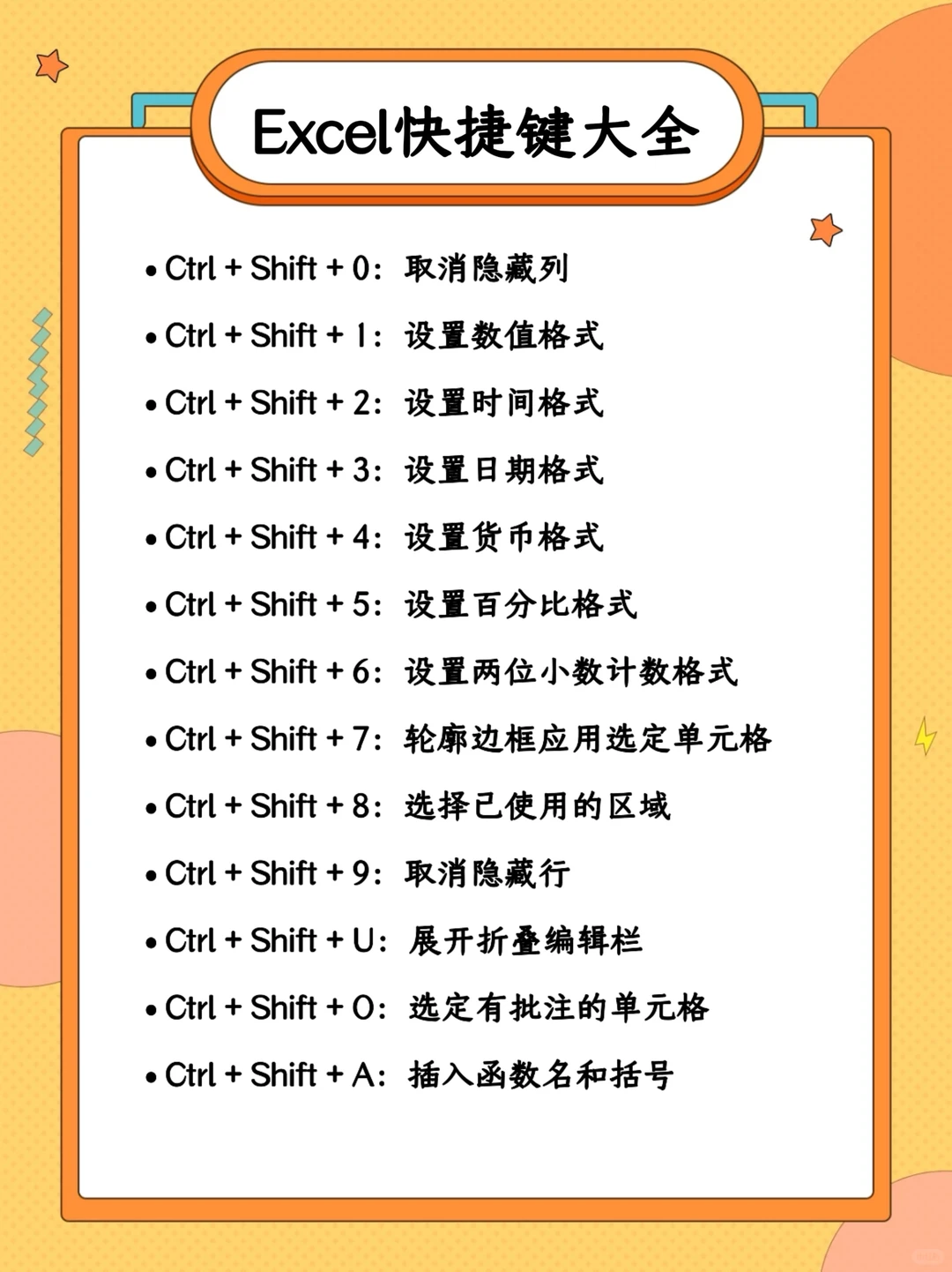 Excel快捷键大全❤️‍🔥