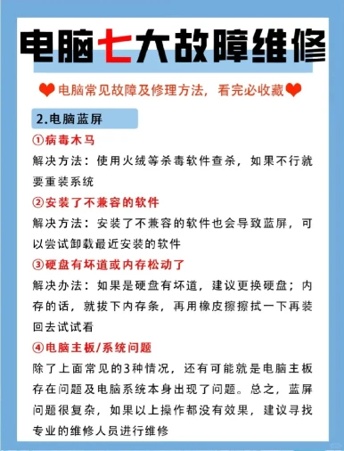 电脑7大故障维修指南