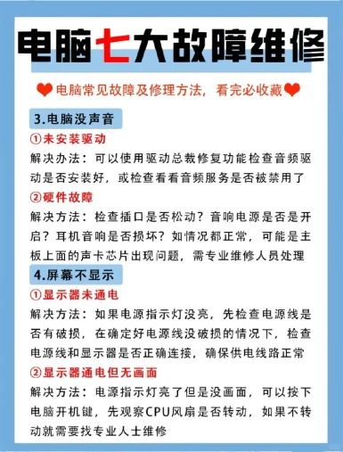 电脑7大故障维修指南