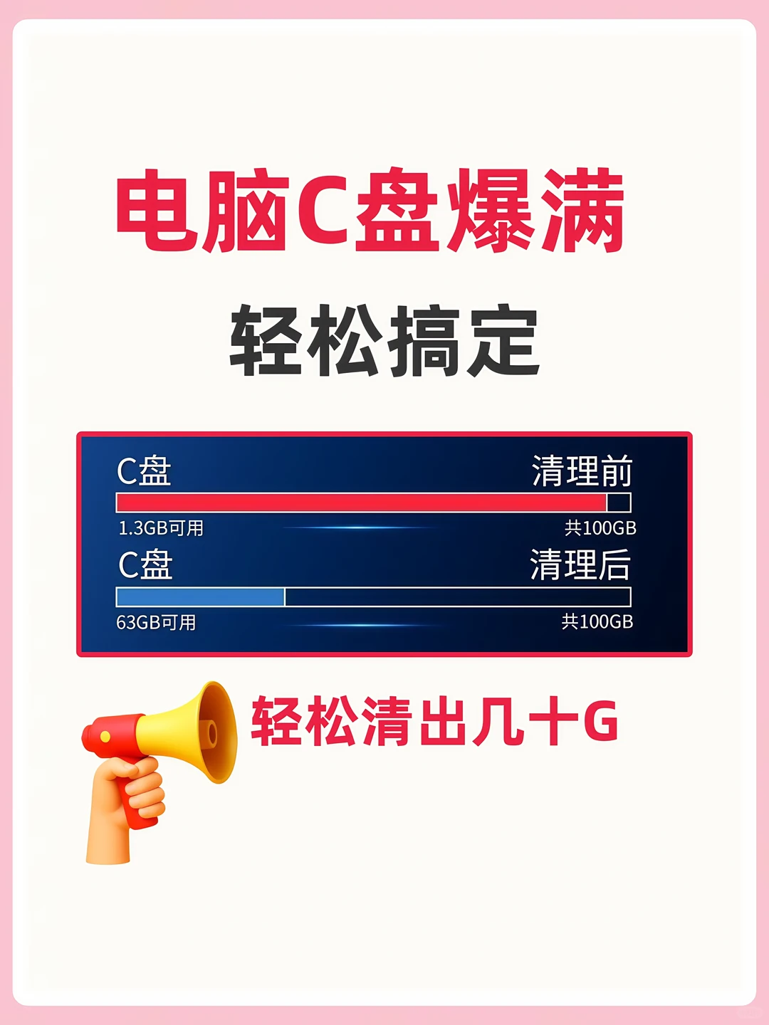 电脑C盘爆满了怎么办？按照步骤轻松搞定
