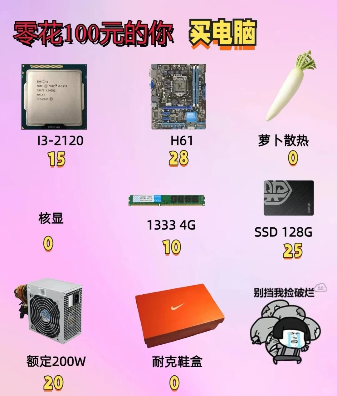 只花100块！！就能组装电脑！！！