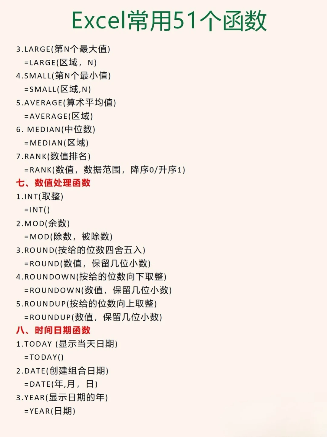 上班无聊写了50个Excel核心函数