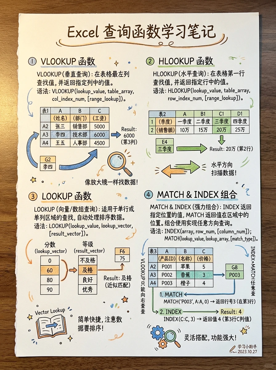 Excel函数学习笔记，综合整理！