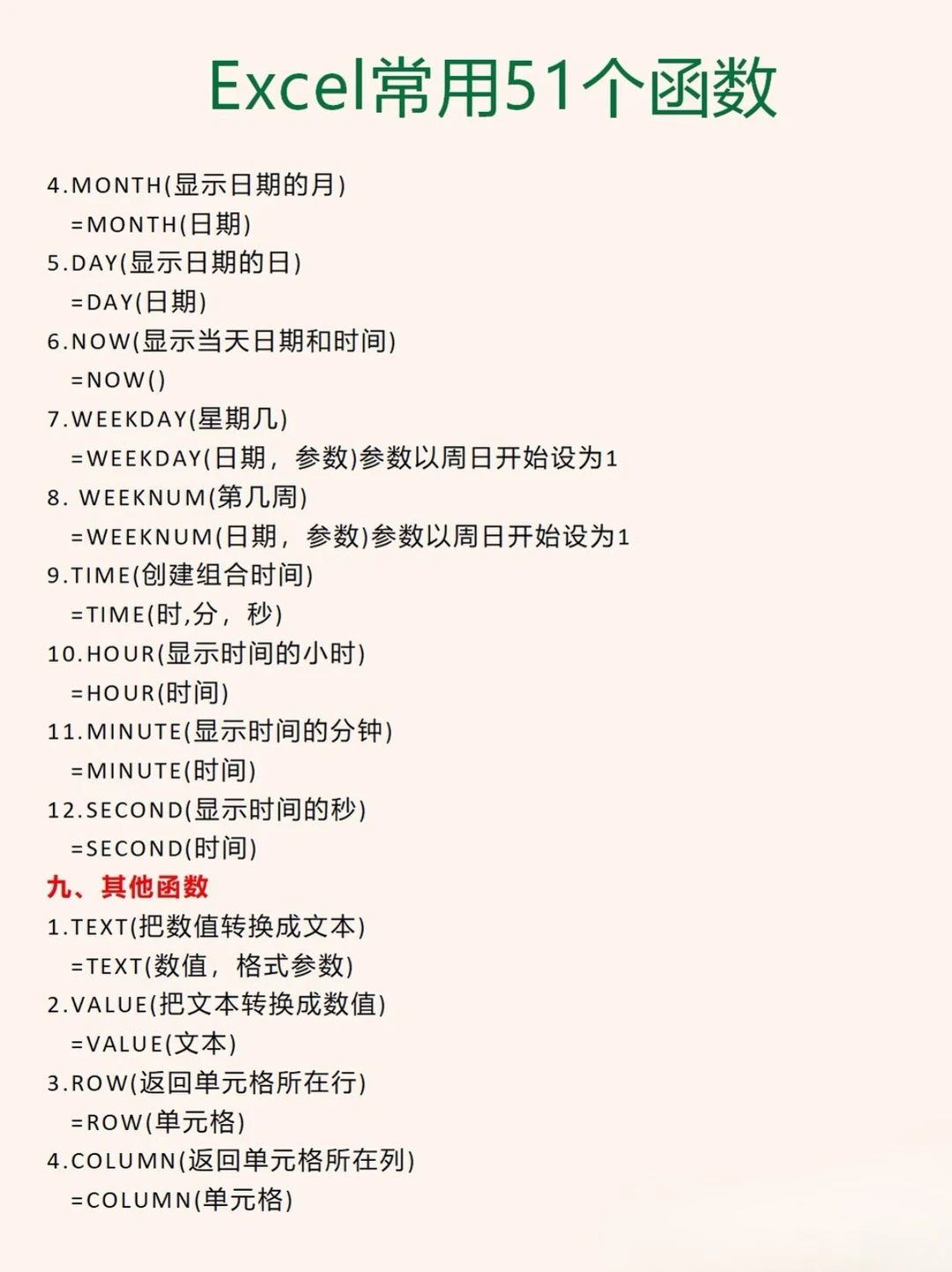 上班无聊写了50个Excel核心函数