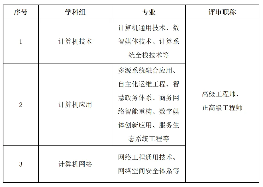 上海市计算机与信息技术应用专业高级,正高职称评审标准