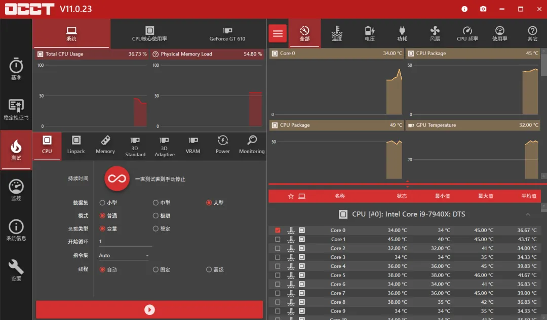 电脑硬件检测和烤鸡软件OCCT v11.0.23 x64 中文便携版
