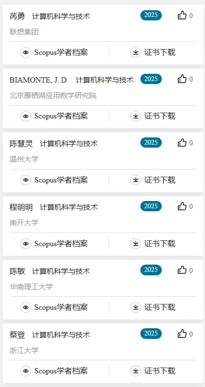 2025计算机科学与技术学科,全国“高被引学者”名单公布!