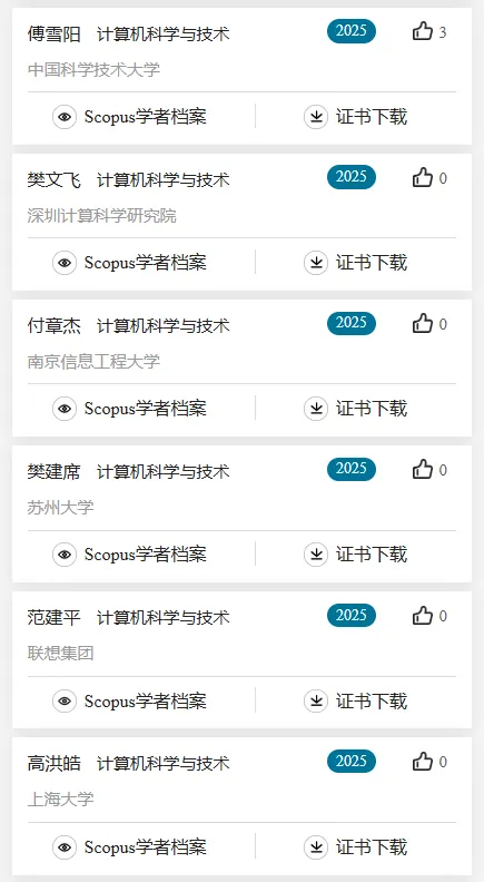 2025计算机科学与技术学科,全国“高被引学者”名单公布!