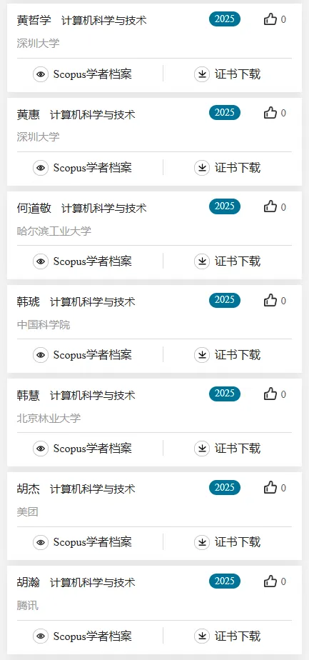 2025计算机科学与技术学科,全国“高被引学者”名单公布!