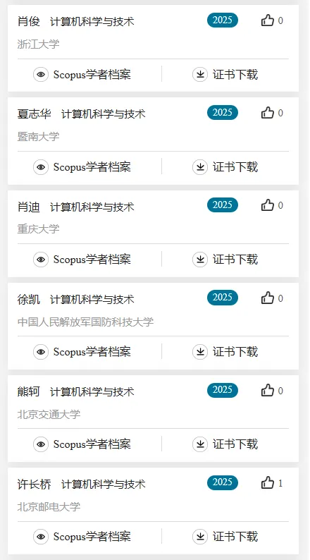 2025计算机科学与技术学科,全国“高被引学者”名单公布!