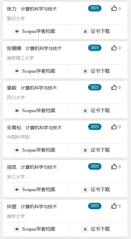 2025计算机科学与技术学科,全国“高被引学者”名单公布!