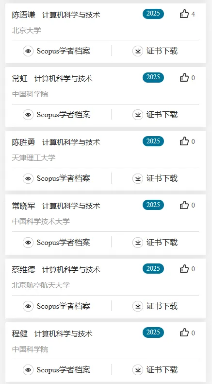 2025计算机科学与技术学科,全国“高被引学者”名单公布!