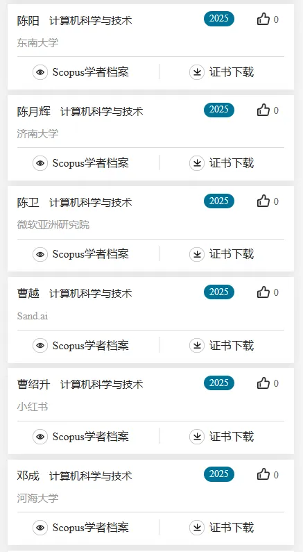 2025计算机科学与技术学科,全国“高被引学者”名单公布!