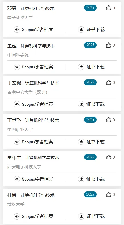 2025计算机科学与技术学科,全国“高被引学者”名单公布!