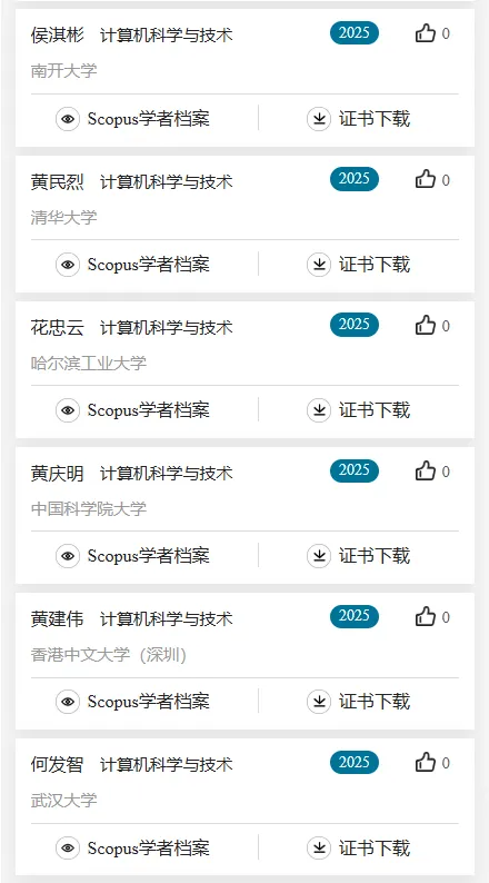2025计算机科学与技术学科,全国“高被引学者”名单公布!