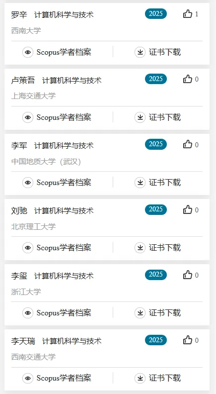 2025计算机科学与技术学科,全国“高被引学者”名单公布!