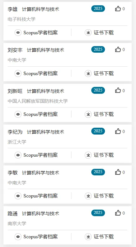 2025计算机科学与技术学科,全国“高被引学者”名单公布!
