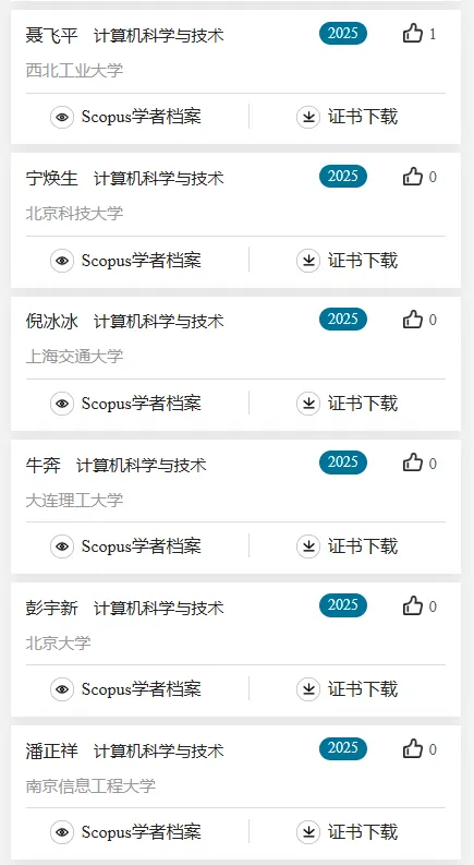 2025计算机科学与技术学科,全国“高被引学者”名单公布!