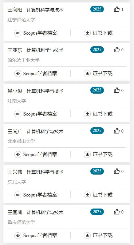 2025计算机科学与技术学科,全国“高被引学者”名单公布!