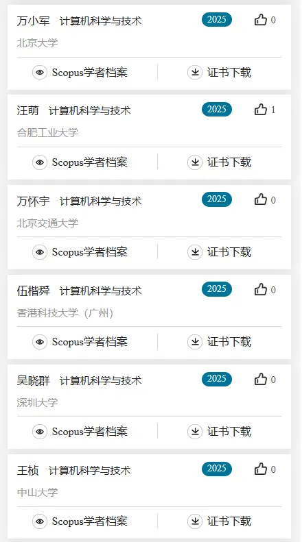 2025计算机科学与技术学科,全国“高被引学者”名单公布!