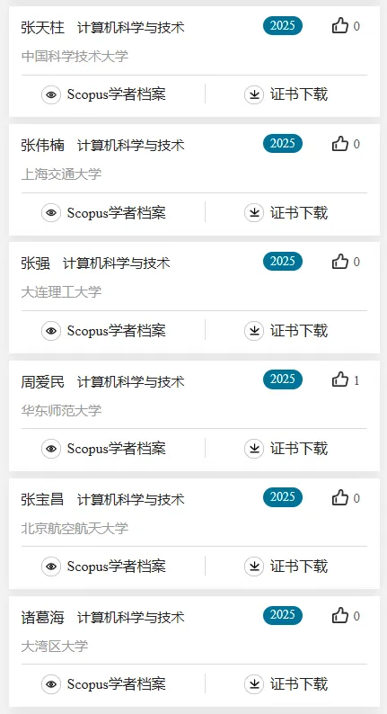 2025计算机科学与技术学科,全国“高被引学者”名单公布!