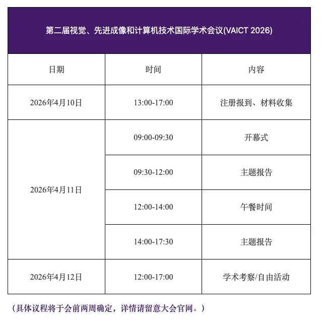 学术会议|第二届视觉、先进成像和计算机技术国际学术会议(VAICT 2026)