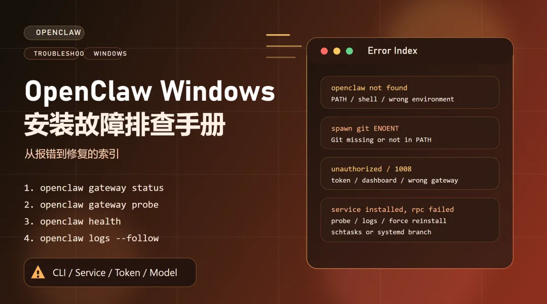 OpenClaw Windows 安装故障排查手册:从报错到修复的索引