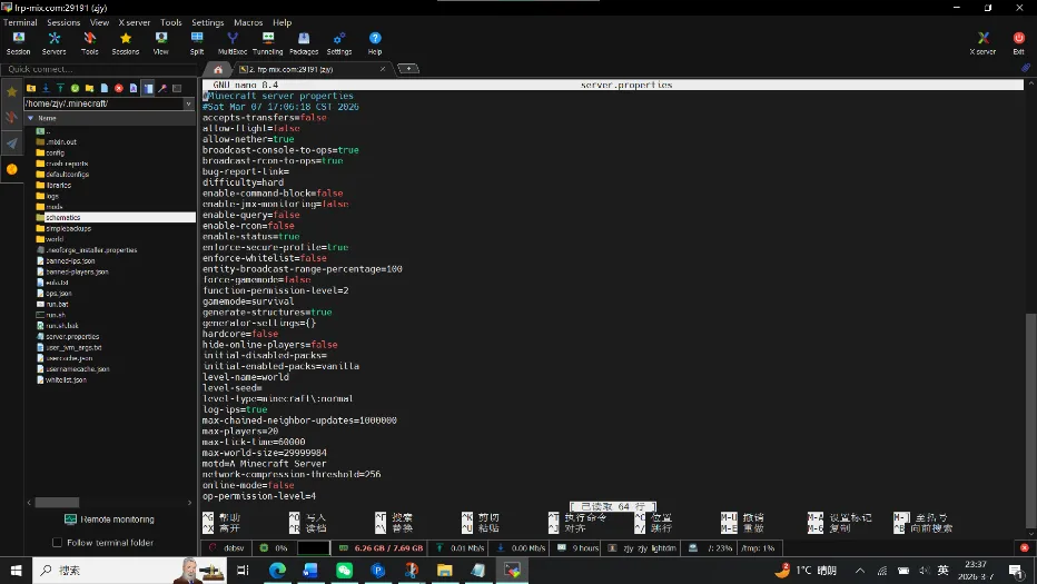 寒假实践之利用闲暇时间进行计算机网络技术学习(搭建Minecraft Java服务器)