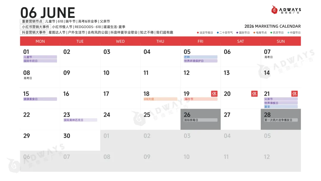 2026年度营销日历