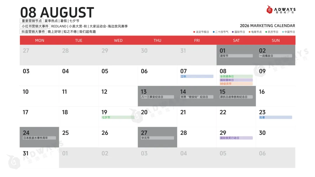 2026年度营销日历