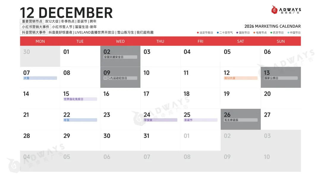 2026年度营销日历