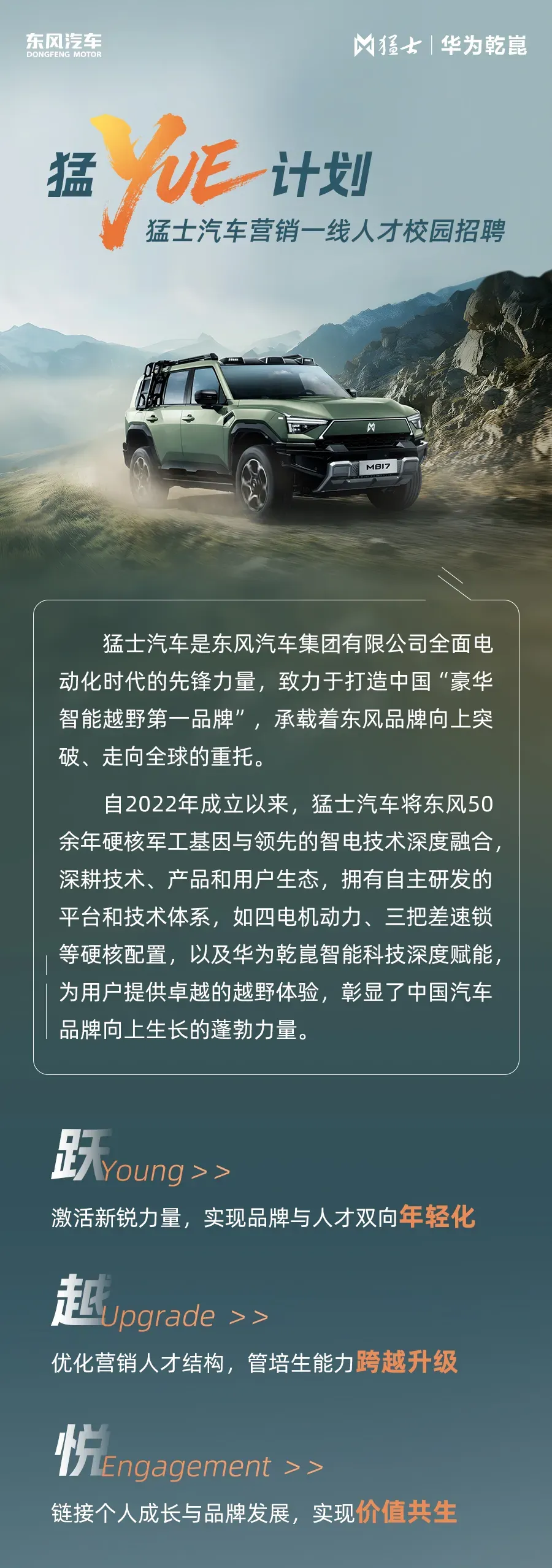 招聘 | 猛YUE计划,东风猛士营销一线专场校园招聘