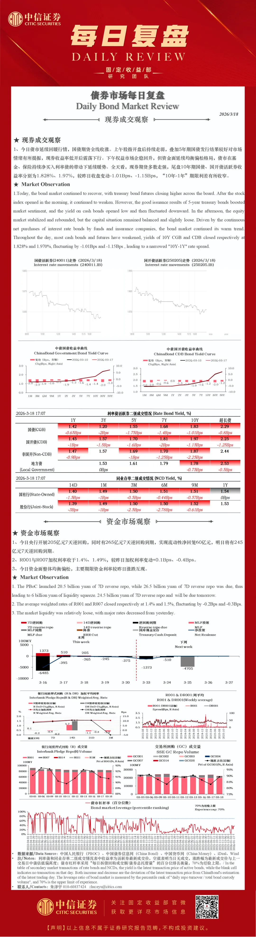 市场回顾 | 债市复盘20260318