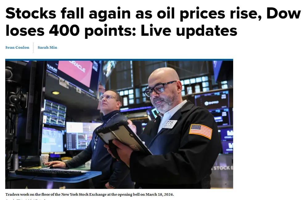 失控!全球市场一夜变天:油价飙升,股市从亚洲跌到华尔街,道指开盘一度跌超400点
