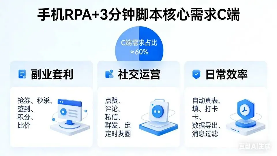手机RPA+3分钟脚本+AI 市场分析(2026)