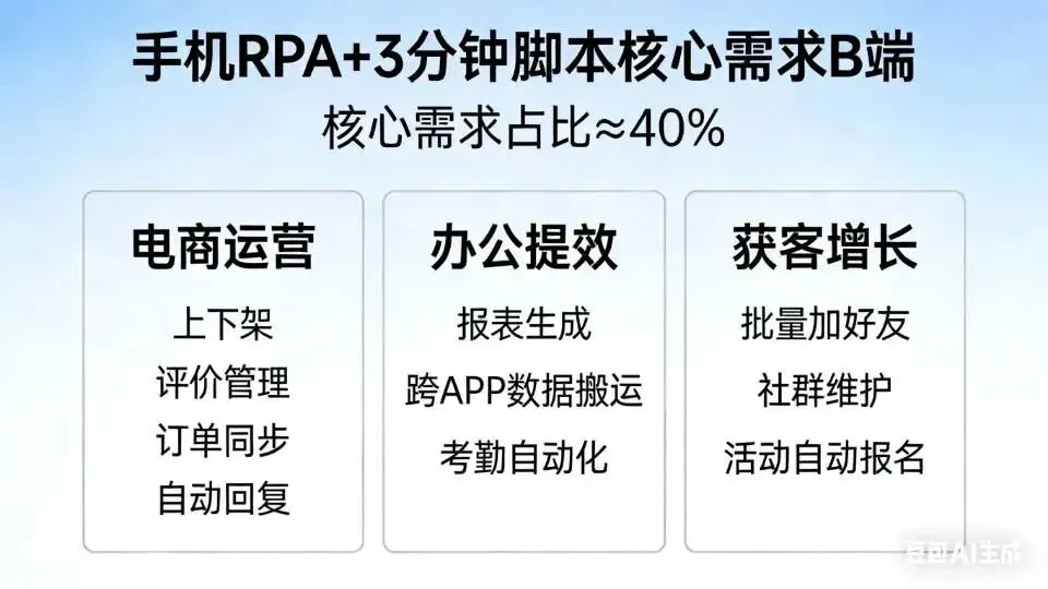 手机RPA+3分钟脚本+AI 市场分析(2026)