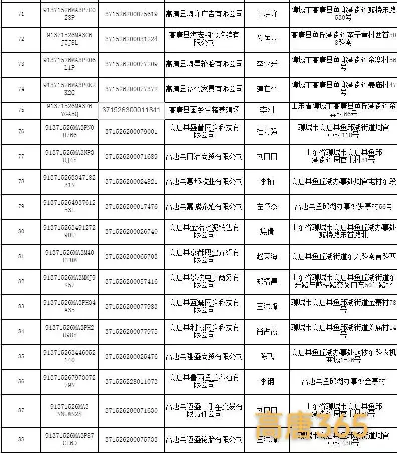 高唐县市场监督管理局行政处罚决定书送达公告
