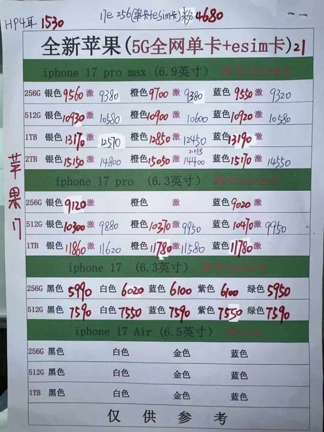 深圳华强北手机市场报价:3月21号